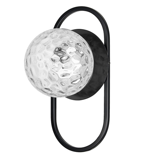 Dainolite Burlat 6in 1-Light Wall Sconce | Contemporary Matte Black and Clear Glass | Hallway & Bedroom Accent | 6 x 6 x 12 in | Model BUR-121W-MB-CLR