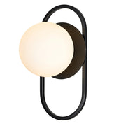 Dainolite Burlat 6in 1-Light Wall Sconce | Contemporary Matte Black and White Glass | Hallway & Bedroom Accent | 6 x 6 x 12 in | Model BUR-121W-MB-WH