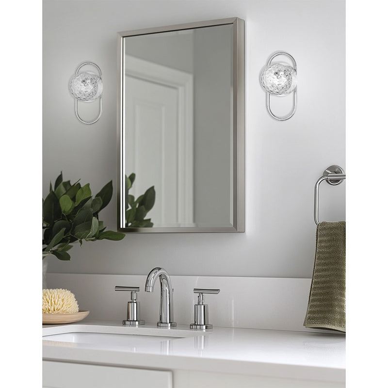 Dainolite Burlat 6in 1-Light Wall Sconce | Contemporary Polished Chrome and Clear Glass | Hallway & Bedroom | 6 x 6 x 12 in | Model BUR-121W-PC-CLR