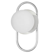 Dainolite Burlat 6in 1-Light Wall Sconce | Contemporary Polished Chrome and White Glass | Hallway & Bedroom | 6 x 6 x 12 in | Model BUR-121W-PC-WH