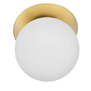 Dainolite Burlat 12.5in 1-Light Wall Sconce | Contemporary Aged Brass Metal and White Glass Globe | Bathroom & Hallway | 12.5 x | Model BUR-131W-AGB-WH