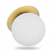 Dainolite Burlat 12.5in 1-Light Wall Sconce | Contemporary Aged Brass Metal and White Glass Globe | Bathroom & Hallway | 12.5 x | Model BUR-131W-AGB-WH