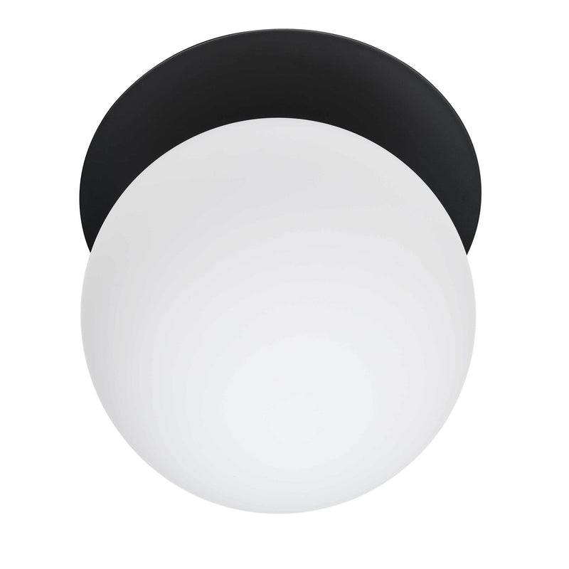Dainolite Burlat 12.5in 1-Light Wall Sconce | Contemporary Matte Black Metal and White Glass | Hallway & Bathroom Accent | 12.5 x | Model BUR-131W-MB-WH