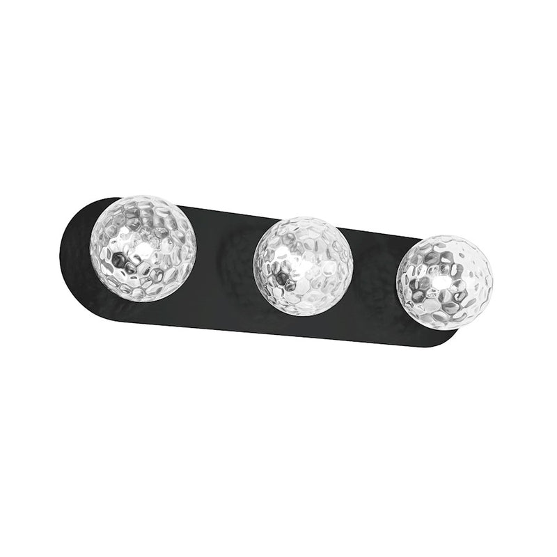 Dainolite Burlat 24in 3-Light Vanity Light | Contemporary Matte Black and Clear Glass | Bathroom Vanity | 24.5 x 6.25 x 6 in | Model BUR-3W-MB-CLR