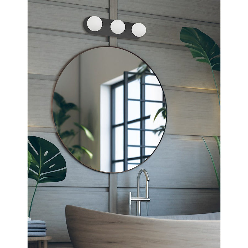 Dainolite Burlat 24in 3-Light Vanity Light | Contemporary Matte Black and White Glass | Bathroom Vanity | 24.5 x 6.25 x 6 in | Model BUR-3W-MB-WH