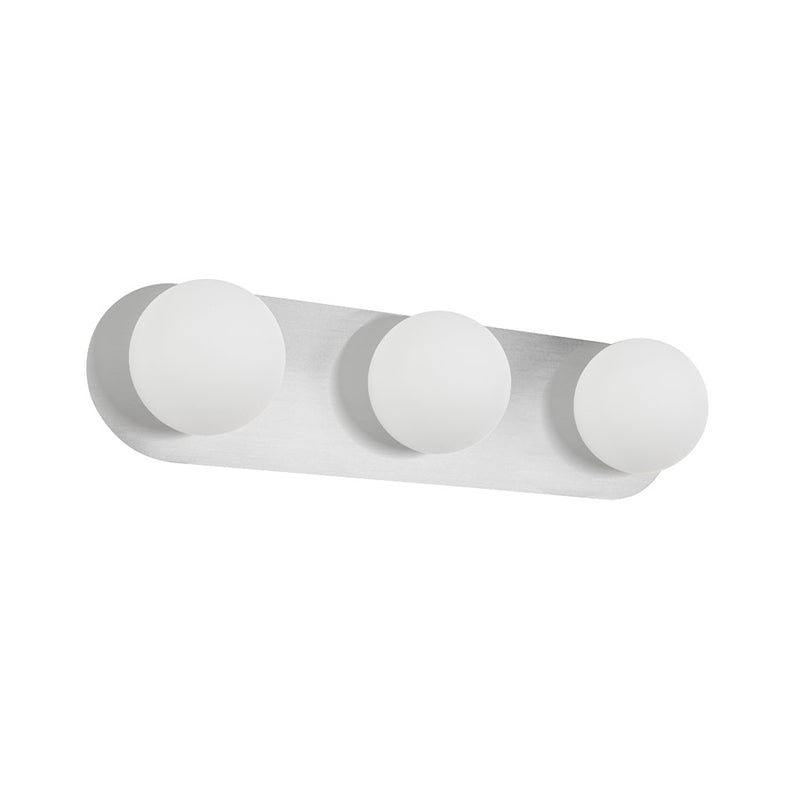 Dainolite Burlat 24in 3-Light Vanity Light | Contemporary Polished Chrome and White Glass | Bathroom Vanity | 24.5 x 6.25 x 6 in | Model BUR-3W-PC-WH