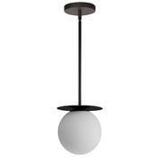 Dainolite Burlat 6in 1-Light Pendant | Contemporary Matte Black and White Glass | Kitchen Island | 6 x 6 x 6 in | Model BUR-51P-MB-WH