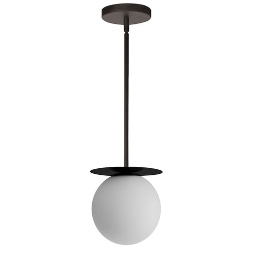 Dainolite Burlat 6in 1-Light Pendant | Contemporary Matte Black and White Glass | Kitchen Island | 6 x 6 x 6 in | Model BUR-51P-MB-WH