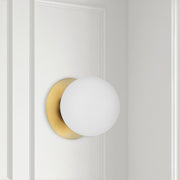 Dainolite Burlat 6in 1-Light Wall Sconce | Contemporary Aged Brass and White Glass | Hallway & Bathroom | 6 x 6 x 6 in | Model BUR-51W-AGB-WH