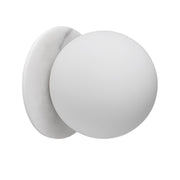 Dainolite Burlat 6in 1-Light Wall Sconce | Contemporary Alabaster and White Glass | Bedroom & Hallway Accent | 6 x 6 x 6 in | Model BUR-51W-MW-ALB