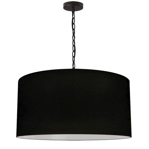 Dainolite Braxton 26in 1-Light Pendant | Transitional Matte Black Fabric Drum Shade | Kitchen Island & Dining Room | 26 x 26 x 13 in | Model BXN-L-BK-797