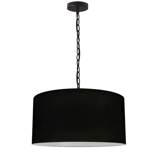 Dainolite Braxton 20in 1-Light Pendant | Transitional Matte Black Fabric and Matte Black Metal | Kitchen Island & Dining Room | 20 x | Model BXN-M-BK-797