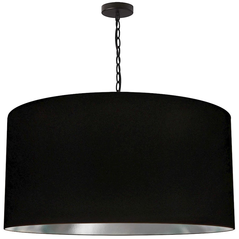 Dainolite Braxton 32in 1-Light Pendant | Transitional Black Fabric Shade and Matte Black Metal | Kitchen Island & Dining Room | 32 x | Model BXN-XL-BK-697