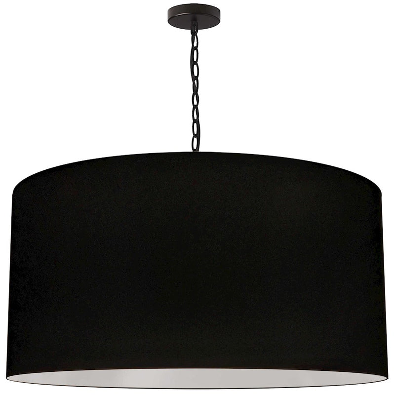 Dainolite Braxton 32in 1-Light Pendant | Transitional Matte Black and Black Fabric Drum Shade | Kitchen Island & Dining Room | 32 x | Model BXN-XL-BK-797