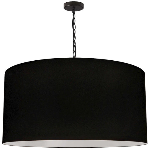 Dainolite Braxton 32in 1-Light Pendant | Transitional Matte Black and Black Fabric Drum Shade | Kitchen Island & Dining Room | 32 x | Model BXN-XL-BK-797