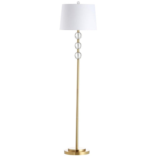 Dainolite Rose C182F-AGB 1-Light Crystal Floor Lamp | Transitional Aged Brass and White Hardback Shade | Living Room & Bedroom | Model C182F-AGB