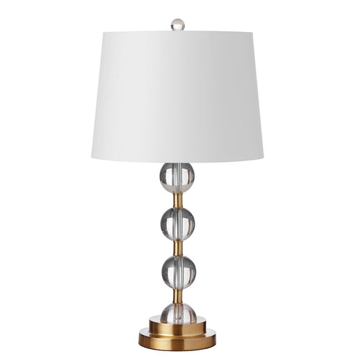 Dainolite Crystal 1-Light Table Lamp | Transitional Aged Brass and Crystal with White Hardback Shade | Living Room & Bedroom Desk | 14 x | Model C182T-AGB