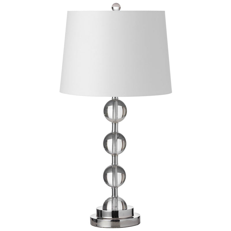 Dainolite C182T-PC 1-Light Crystal Table Lamp | Transitional Polished Chrome and White Hardback Shade | Living Room & Bedroom Accent | Model C182T-PC
