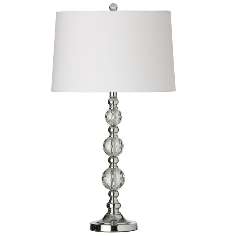 Dainolite C33T 1-Light Crystal Table Lamp | Modern Polished Chrome Steel and Optical Crystal with White Shade | Living Room & Bedroom | Model C33T-PC