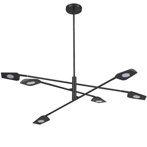 Dainolite Cari 40in 6-Light Chandelier | Modern Matte Black and White Acrylic | Dining Room & Foyer | 40 x 40 x 9 in | Model CAR-4030LEDC-MB