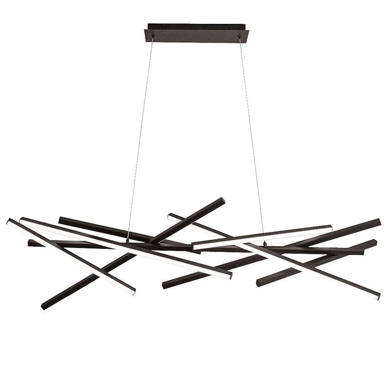 Dainolite Carly 55in 1-Light LED Chandelier | Transitional Matte Black and White Acrylic | Dining Room & Living Room | Model CAY-5562LEDHC-MB