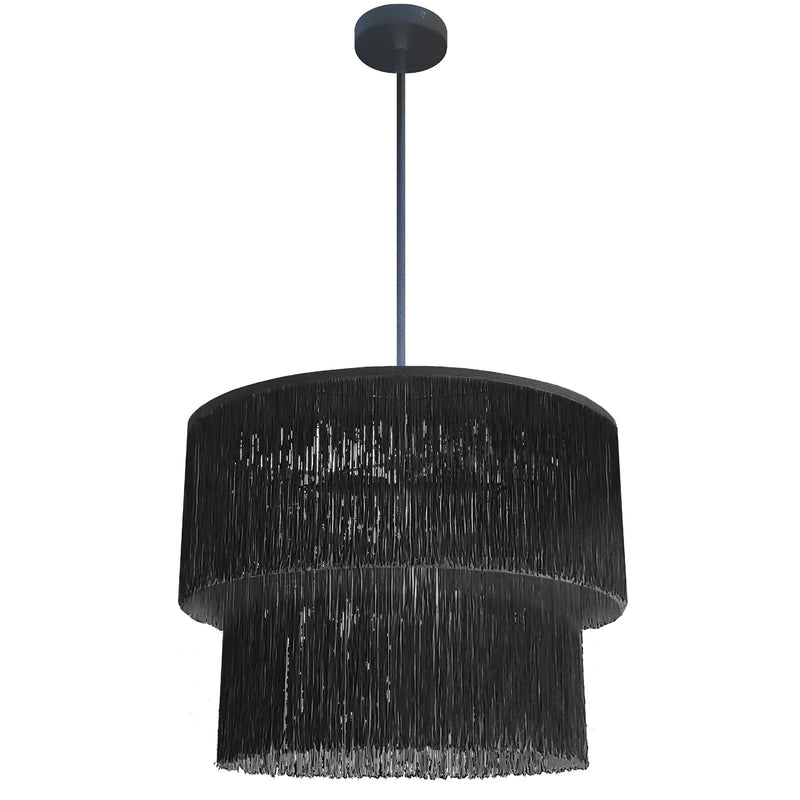 Dainolite Cadelaria 20in 4-Light Chandelier | Transitional Black and Matte Black String Shade | Dining Room & Foyer | 20 x 20 x 15 | Model CDL-204C-MB-BK