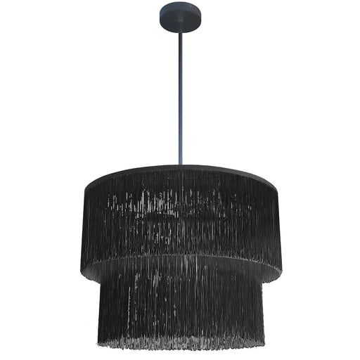 Dainolite Cadelaria 20in 4-Light Chandelier | Transitional Black and Matte Black String Shade | Dining Room & Foyer | 20 x 20 x 15 | Model CDL-204C-MB-BK