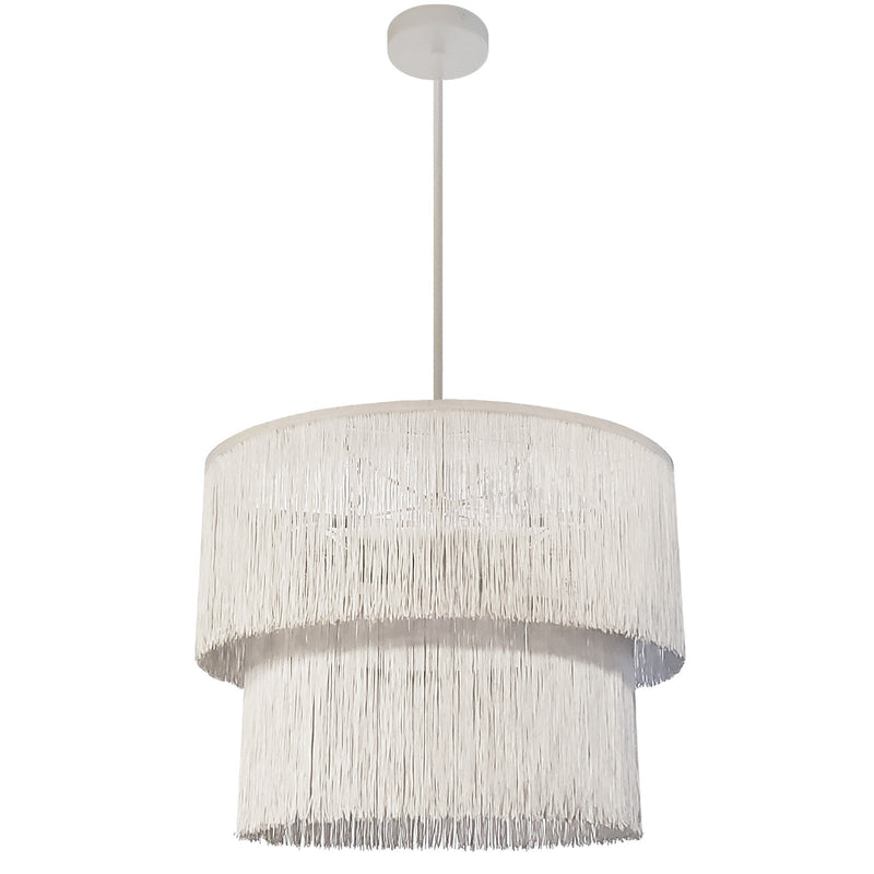 Dainolite Cadelaria 20in 4-Light Chandelier | Transitional White Metal and Matte White String Shade | Dining Room & Foyer | 20 x 20 | Model CDL-204C-MW-WH