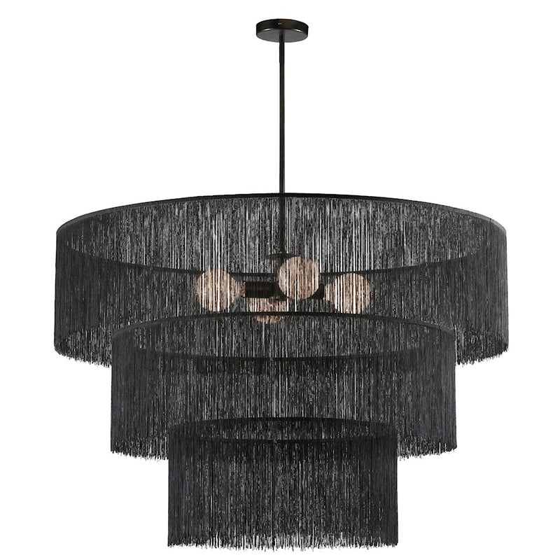 Dainolite Cadelaria 40in 4-Light Chandelier | Transitional Matte Black and Black String | Foyer & Dining Room | 40 x 40 x 25 in | Model CDL-404C-MB-BK