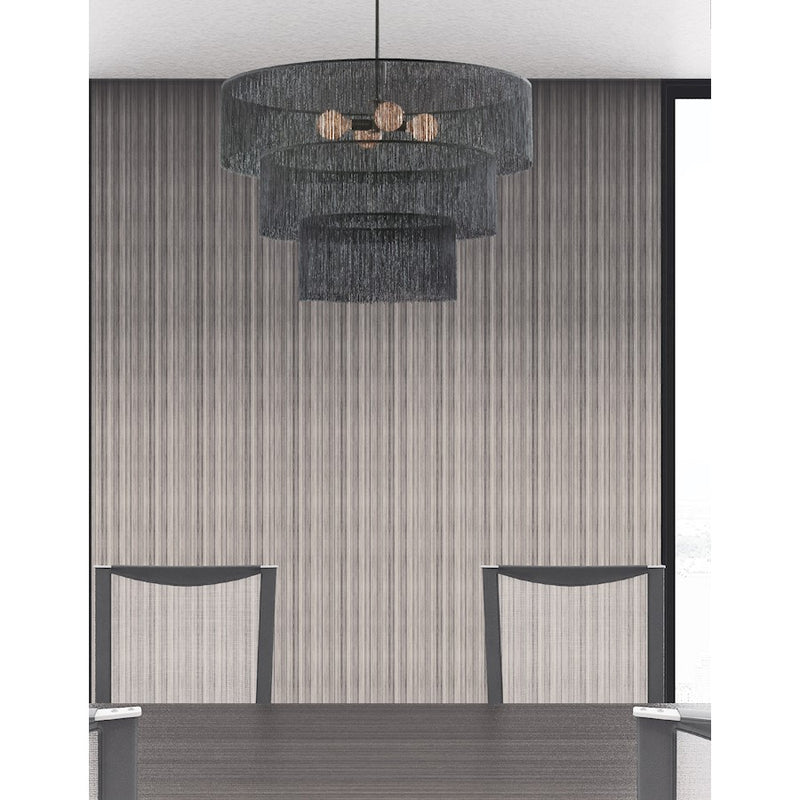 Dainolite Cadelaria 40in 4-Light Chandelier | Transitional Matte Black and Black String | Foyer & Dining Room | 40 x 40 x 25 in | Model CDL-404C-MB-BK