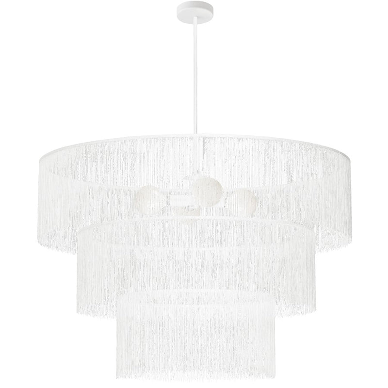 Dainolite Cadelaria 40in 4-Light Chandelier | Transitional Matte White and White String | Foyer & Dining Room | 40 x 40 x 25 in | Model CDL-404C-MW-WH