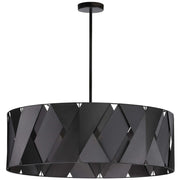 Dainolite Cardano 30in 4-Light Chandelier | Transitional Black Metal and Black Ribbon | Dining Room & Living Room | Model CDO2-304C-MB-BK
