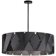 Dainolite Cardano 30in 4-Light Chandelier | Transitional Black Metal and Black Ribbon | Dining Room & Living Room | Model CDO2-304C-MB-BK