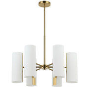 Dainolite Cleta 24in 6-Light Chandelier | Contemporary Aged Brass and White Glass | Kitchen Island & Dining Room | Model CEA-246C-AGB
