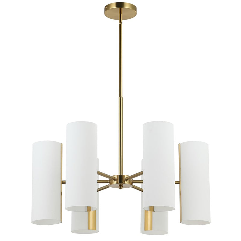 Dainolite Cleta 24in 6-Light Chandelier | Contemporary Aged Brass and White Glass | Kitchen Island & Dining Room | Model CEA-246C-AGB