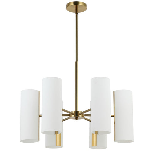 Dainolite Cleta 24in 6-Light Chandelier | Contemporary Aged Brass and White Glass | Kitchen Island & Dining Room | Model CEA-246C-AGB