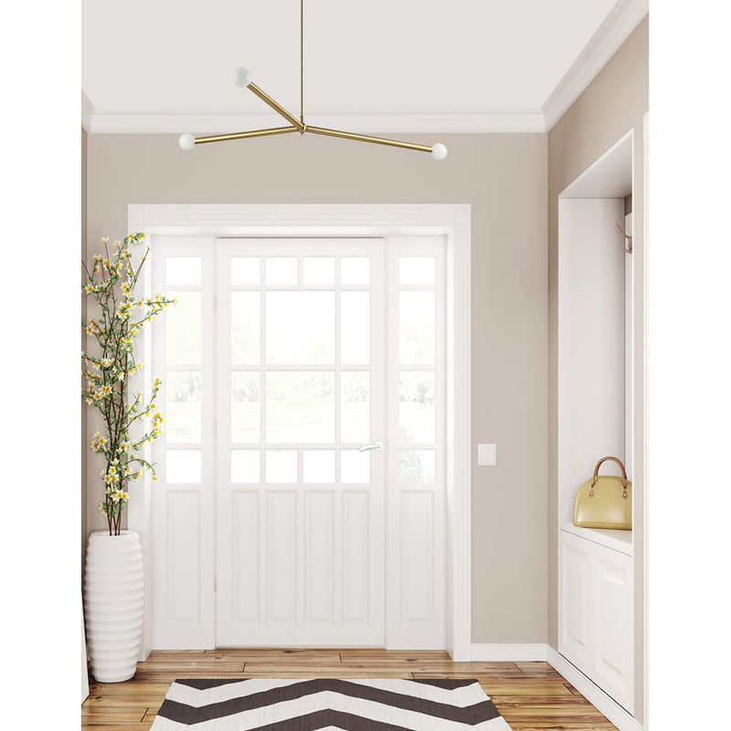 Dainolite Cerberus 62in 3-Light Linear Pendant | Contemporary Aged Brass Metal | Kitchen Island & Dining Room | 39 x 62 x 5 in | Model CEB-623P-AGB