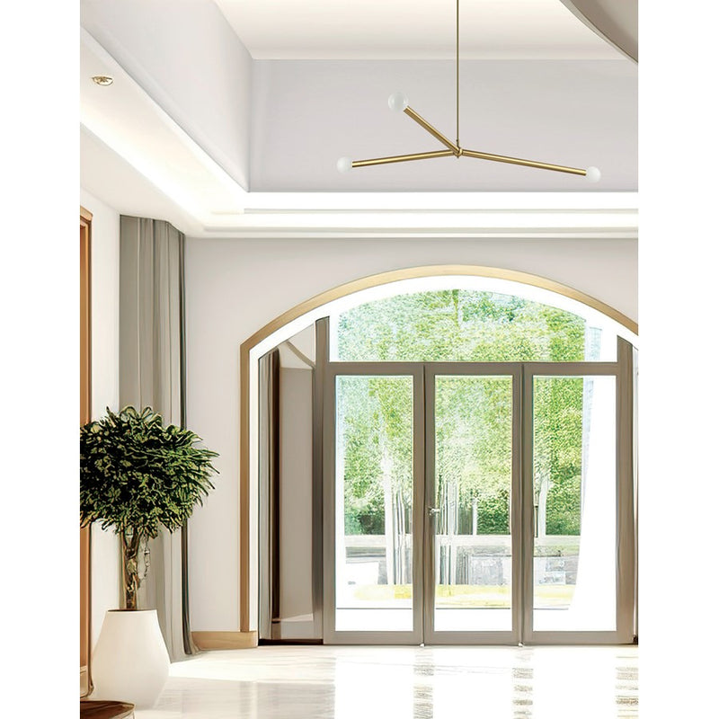 Dainolite Cerberus 62in 3-Light Linear Pendant | Contemporary Aged Brass Metal | Kitchen Island & Dining Room | 39 x 62 x 5 in | Model CEB-623P-AGB
