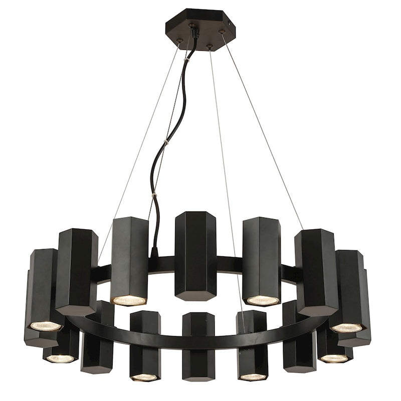 Dainolite Centella 24in 16-Light Chandelier | Modern Matte Black Metal | Living Room & Dining Room | 24 x 24 x 6 in | Model CEN-2416C-MB