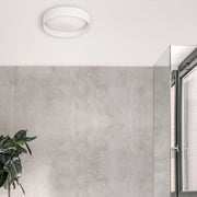 Dainolite CFLD-1114-198F 11in 1-Light LED Flush Mount | Contemporary Eggshell Fabric and Satin Chrome Steel | Bedroom | Model CFLD-1114-198F