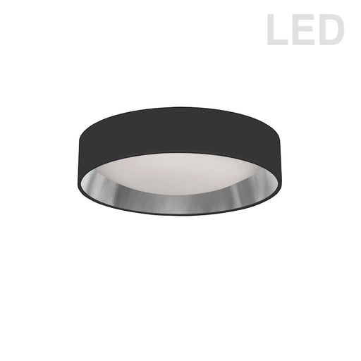 Dainolite CFLD-1114-697 11in 1-Light LED Flush Mount | Modern Black and Silver Fabric Shade with Satin Chrome Accents | Bedroom & | Model CFLD-1114-697