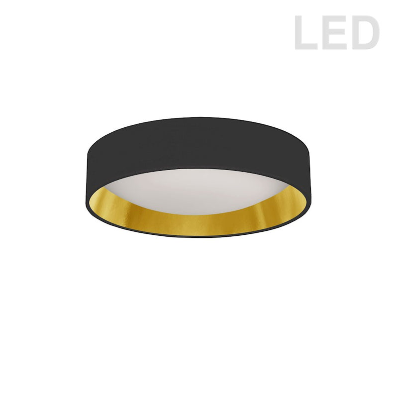 Dainolite CFLD-1114-698 11in 1-Light Flush Mount | Black/Gold Fabric and Polished Chrome Acrylic | Bathroom & Kitchen | Model CFLD-1114-698