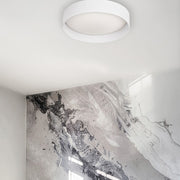 Dainolite 15in 1-Light LED Flush Mount | Eggshell Fabric Shade with Satin Chrome Base | Bedroom & Hallway | 15 x 15 x 3 in | Model CFLD-1522-198F