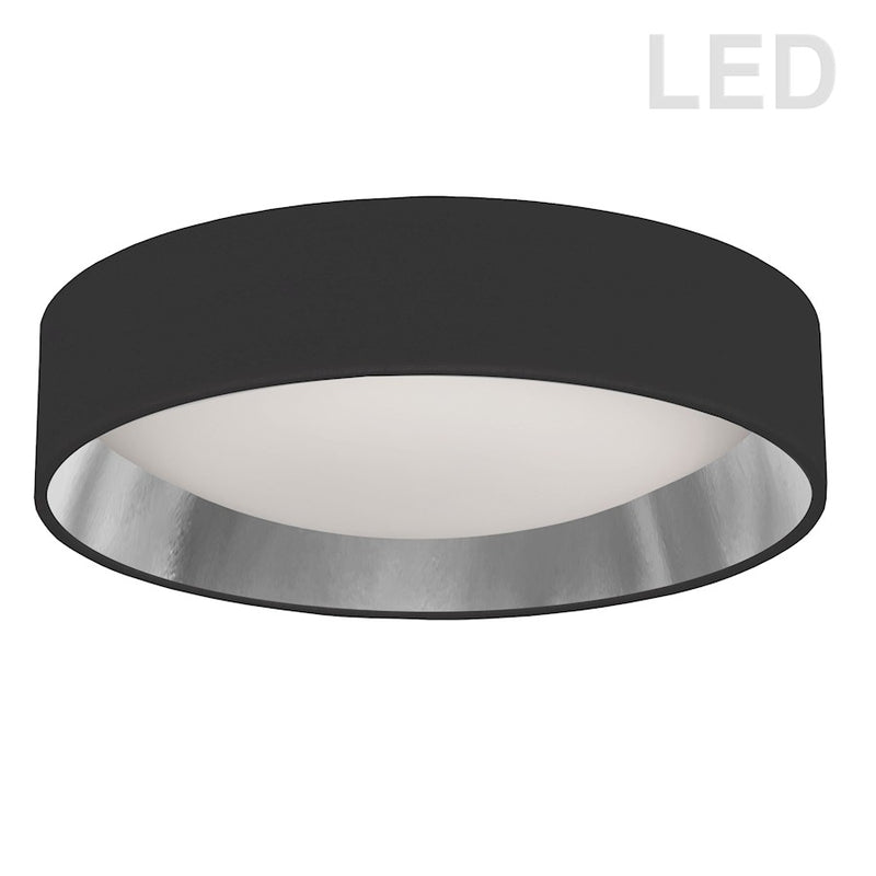 Dainolite CFLD-1522-697 15in 1-Light Flush Mount | Modern Black Fabric and Satin Chrome Acrylic | Bedroom & Hallway | 15 x 15 x 3 in | Model CFLD-1522-697
