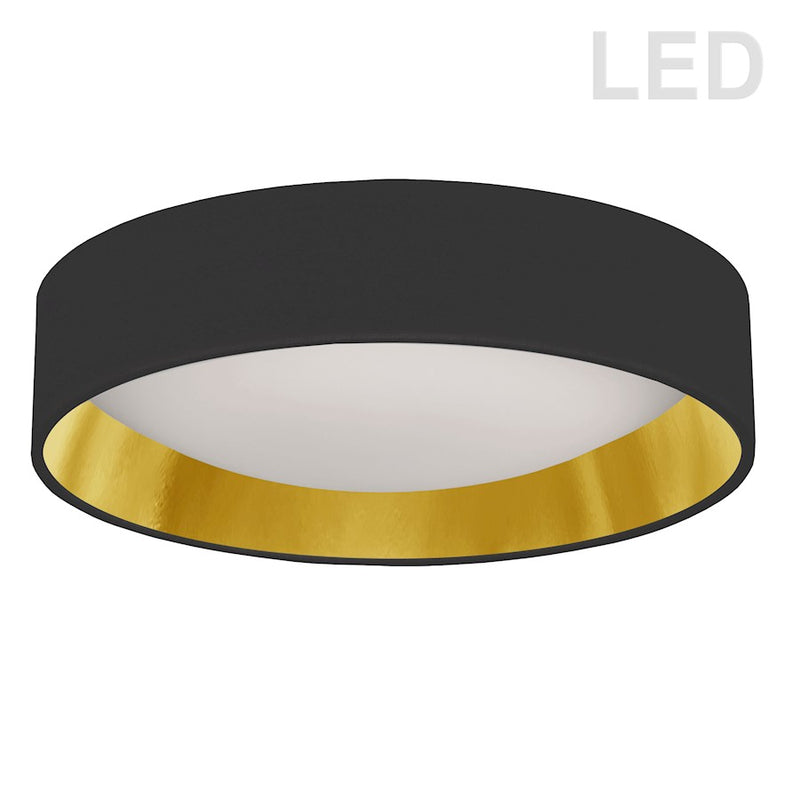 Dainolite CFLD-1522 15in 1-Light Flush Mount | Black/Gold Fabric and Polished Chrome Acrylic | Bathroom & Kitchen | Model CFLD-1522-698