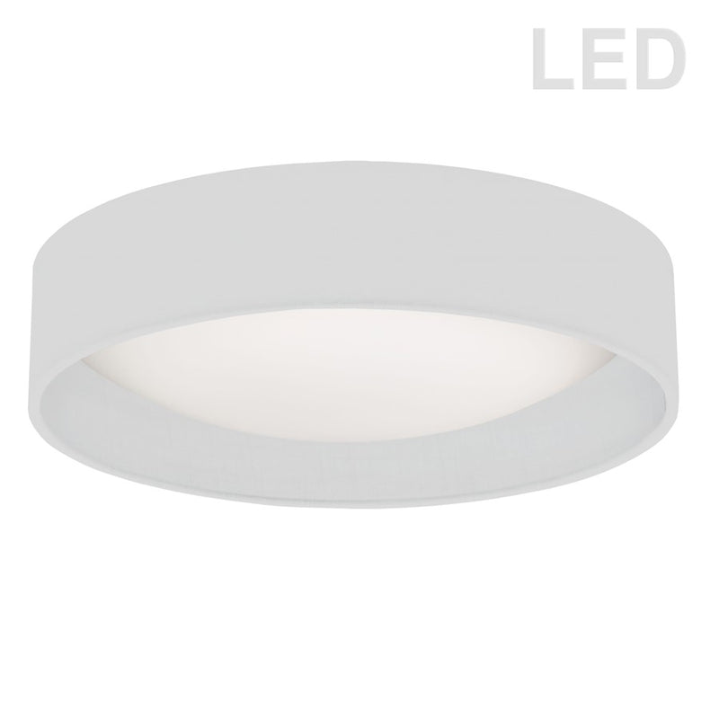 Dainolite CFLD-1522 15in 1-Light Flush Mount | White Fabric and Satin Chrome Acrylic | Bathroom & Kitchen | 15 x 15 x 3 in | Model CFLD-1522-790