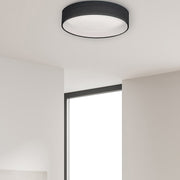 Dainolite CFLD-1522 15in 1-Light Flush Mount | Black Fabric and Satin Chrome Steel | Bedroom & Hallway | 15 x 15 x 3 in | Model CFLD-1522-797