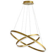 Dainolite Circulo 29in 2-Light Chandelier | Modern Aged Brass and White Acrylic | Dining Room & Kitchen | 29 x 29 x 14 in | Model CIR-1497C-AGB