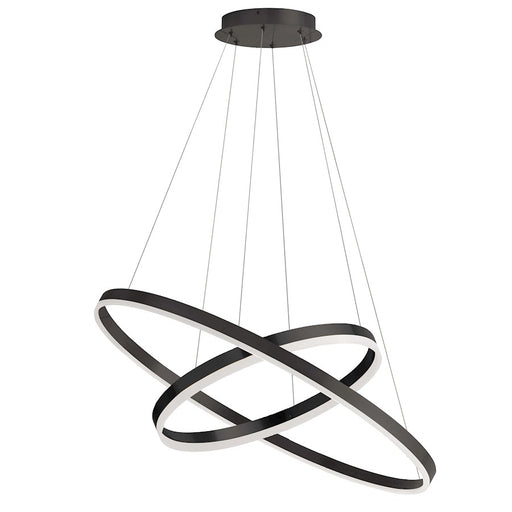 Dainolite Circulo 29in 2-Light Chandelier | Modern Matte Black and White Acrylic | Dining Room & Kitchen | 29 x 29 x 14 in | Model CIR-1497C-MB