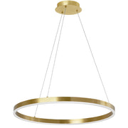 Dainolite Circulo 24in 1-Light Color-Changing LED Chandelier | Modern Aged Brass and White Acrylic | Dining Room & Foyer | Model CIR-2434C-5CCT-AGB